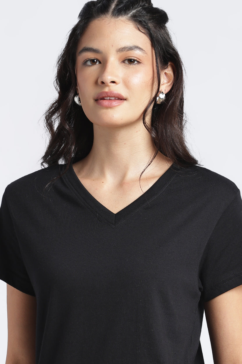 Women Black Everyday Regular Fit T-Shirt - Image 3