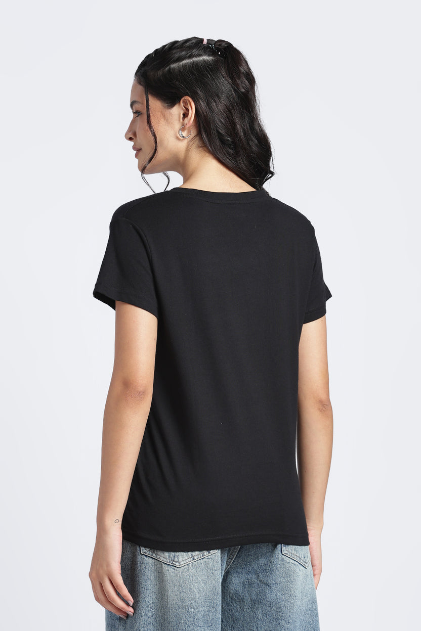 Women Black Everyday Regular Fit T-Shirt - Image 5