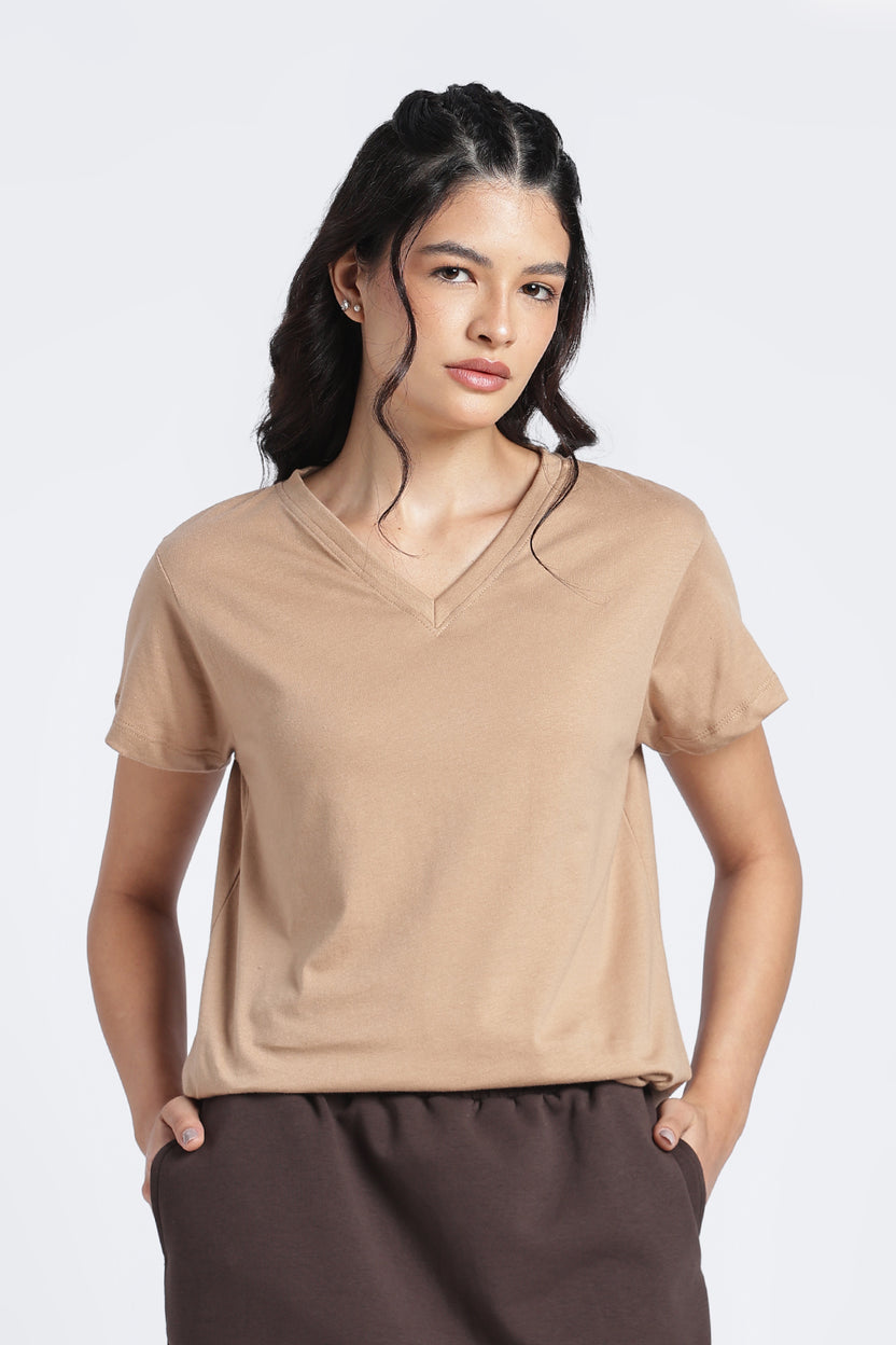 Women Beige Everyday Regular Fit T-Shirt - Image 2