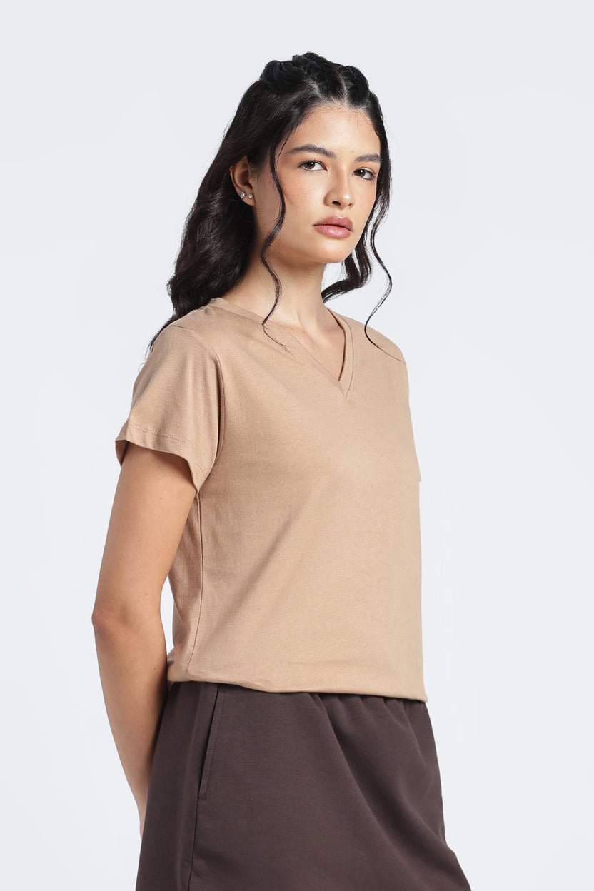 Women Beige Everyday Regular Fit T-Shirt - Image 4