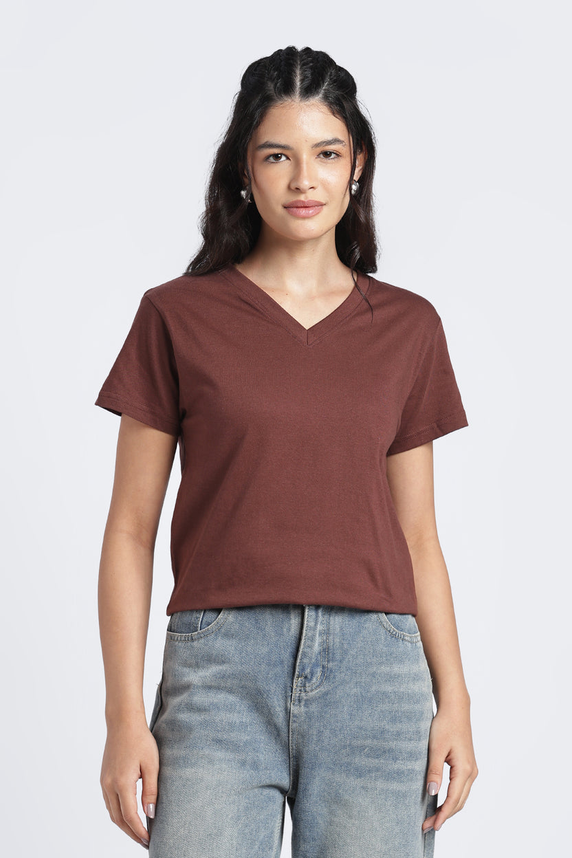 Women Brown Everyday Regular Fit T-Shirt - Image 1