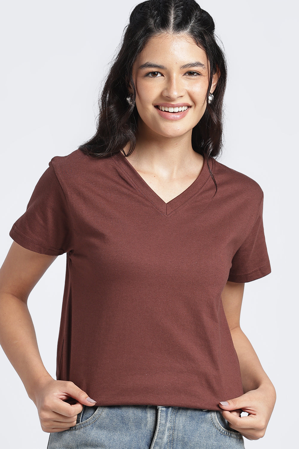 Women Brown Everyday Regular Fit T-Shirt - Image 3