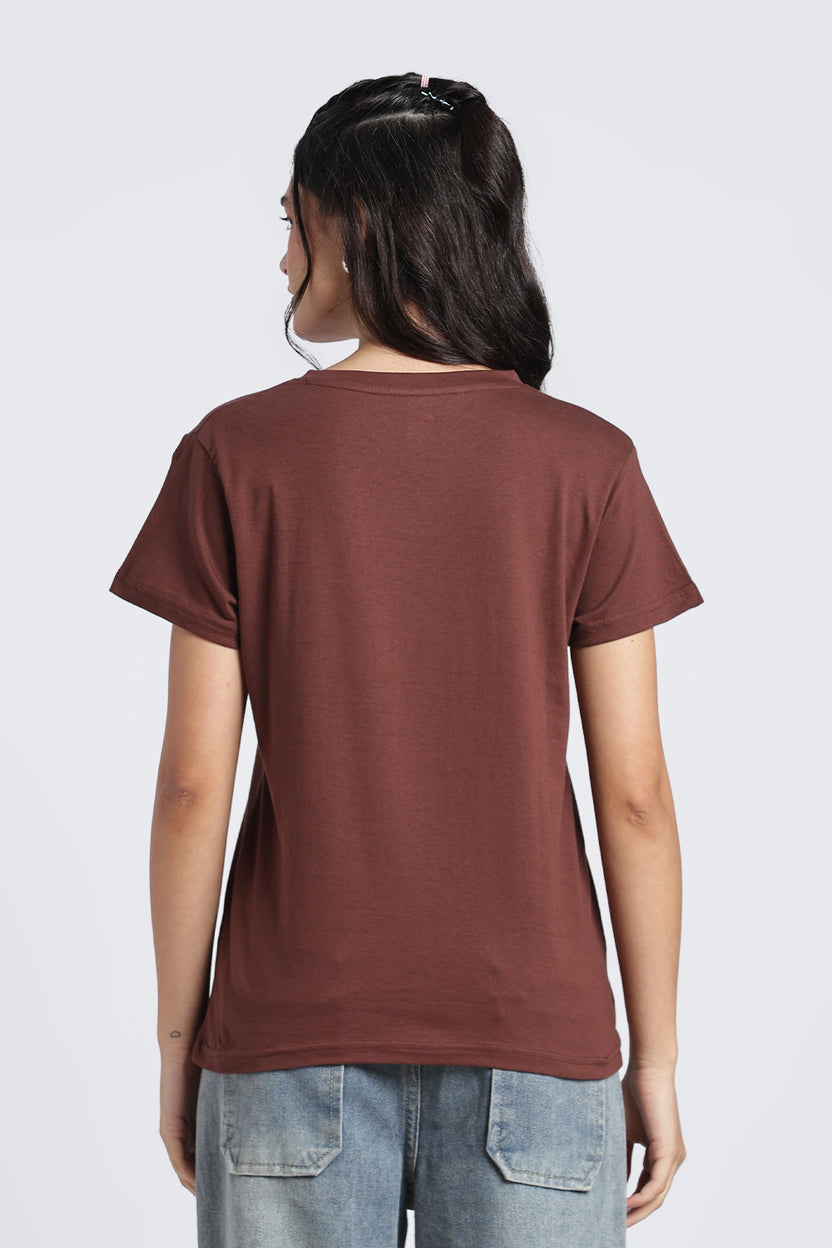 Women Brown Everyday Regular Fit T-Shirt - Image 5