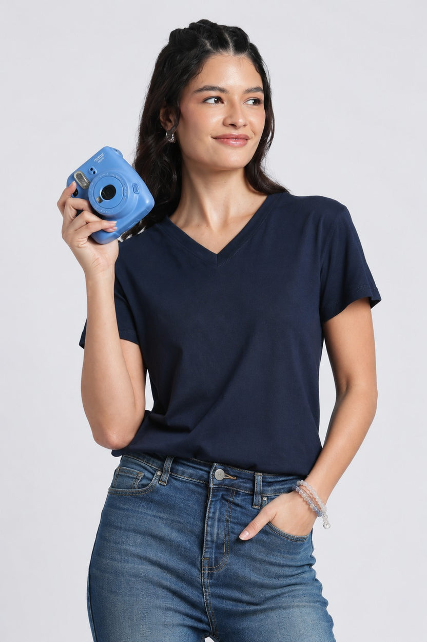 Women Navy Everyday Regular Fit T-Shirt - Image 1