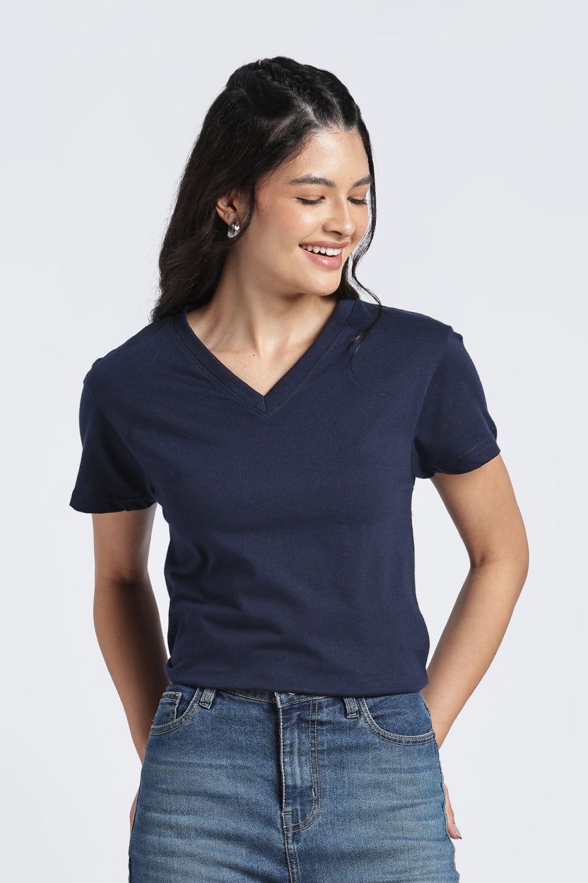 Women Navy Everyday Regular Fit T-Shirt - Image 2