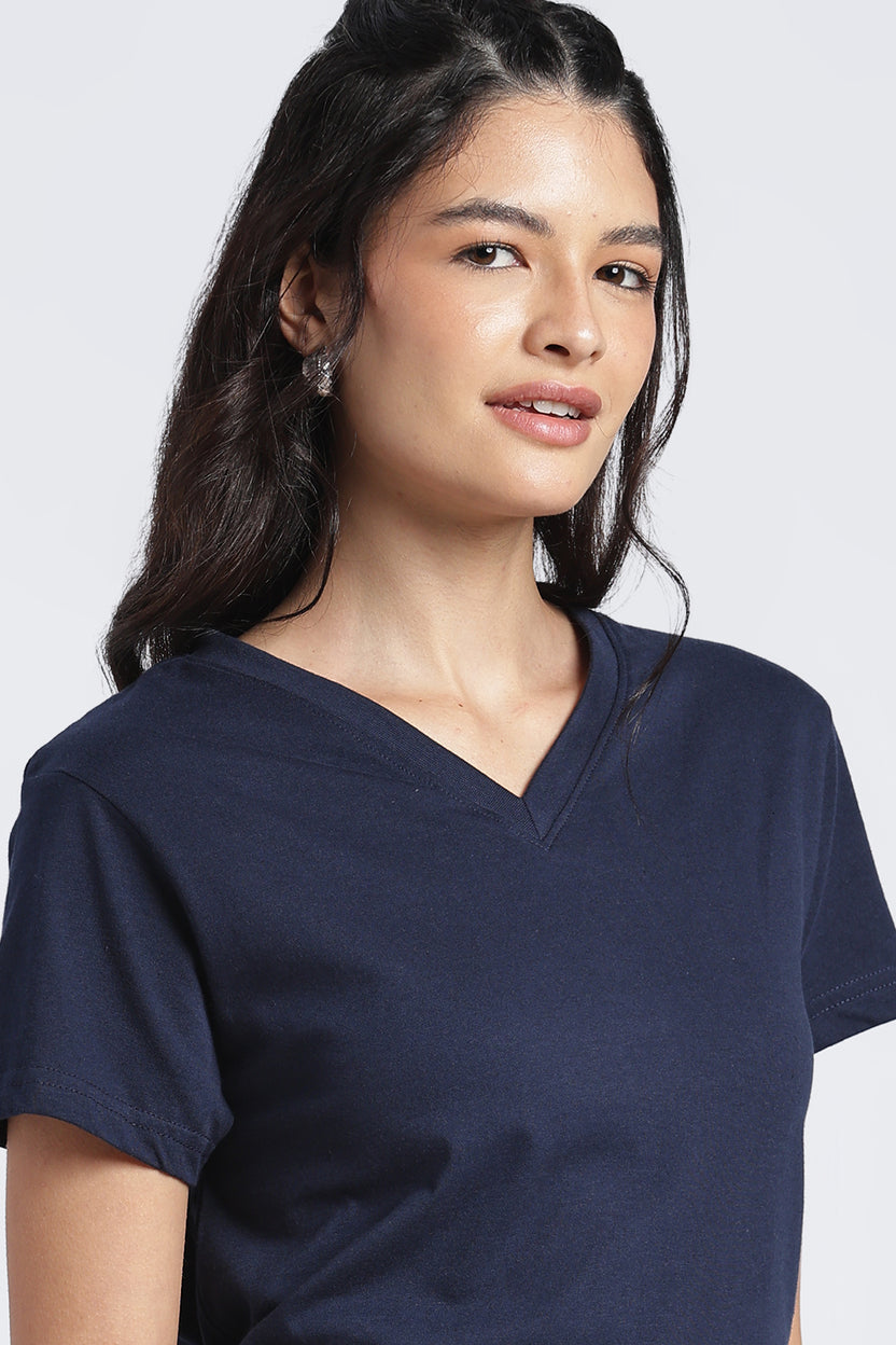 Women Navy Everyday Regular Fit T-Shirt - Image 3