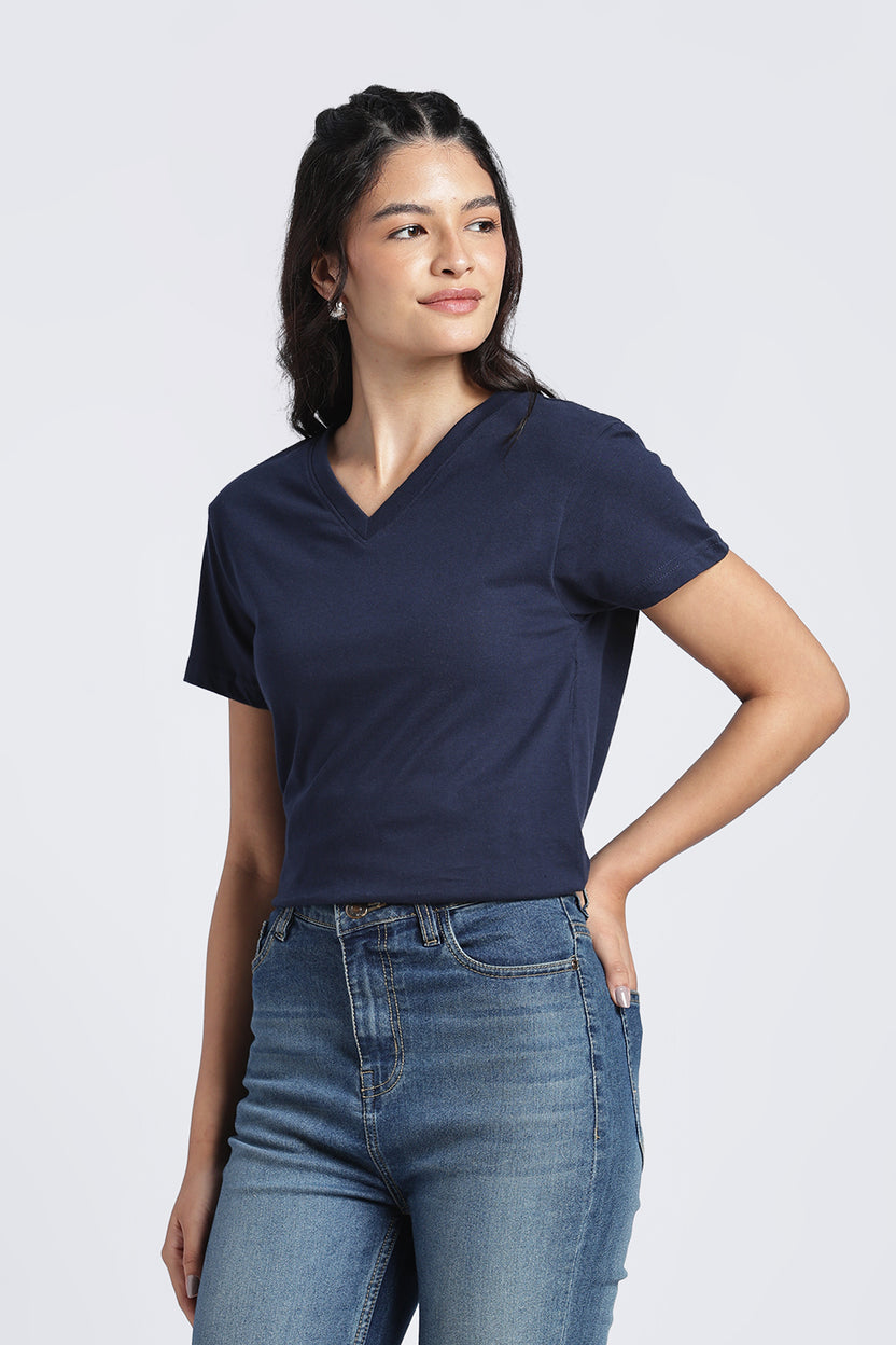 Women Navy Everyday Regular Fit T-Shirt - Image 4