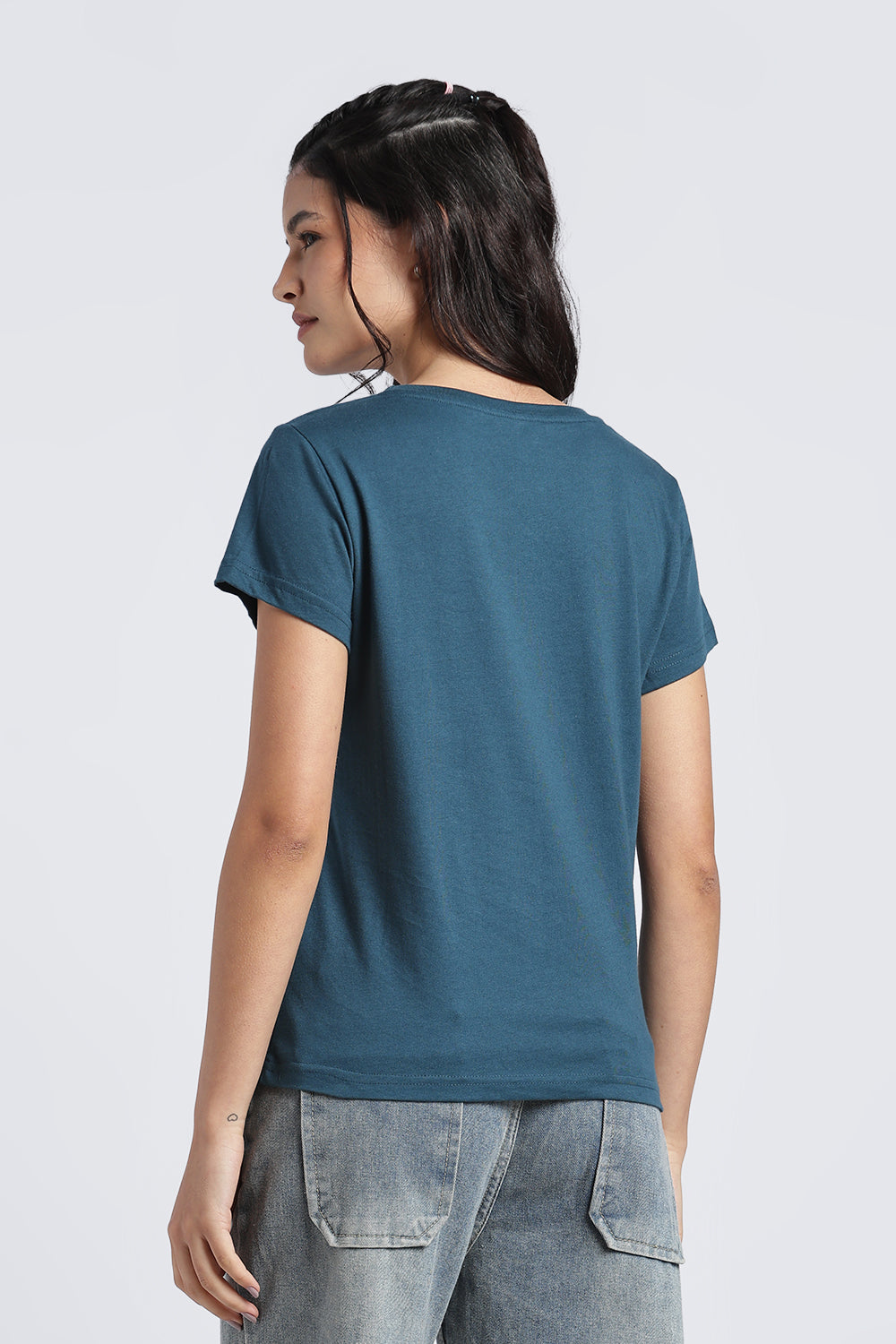 Women Blue Typographic Regular Fit T-Shirt - Image 5