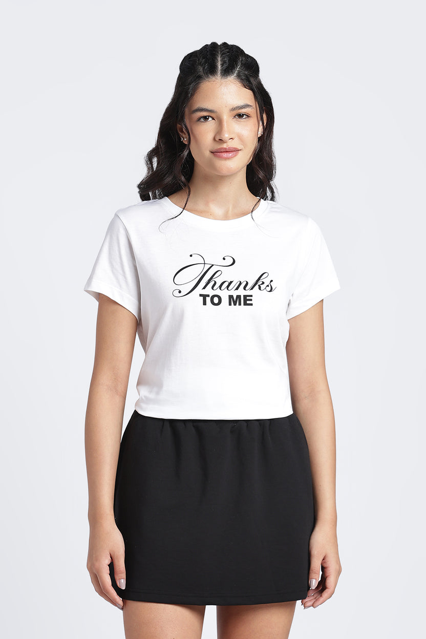 Women White Typographic Regular Fit T-Shirt - Image 2
