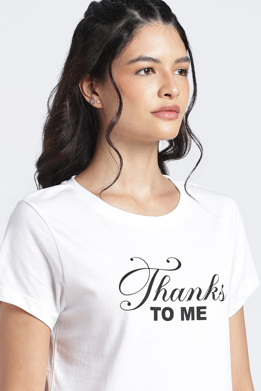 Women White Typographic Regular Fit T-Shirt - Image 3