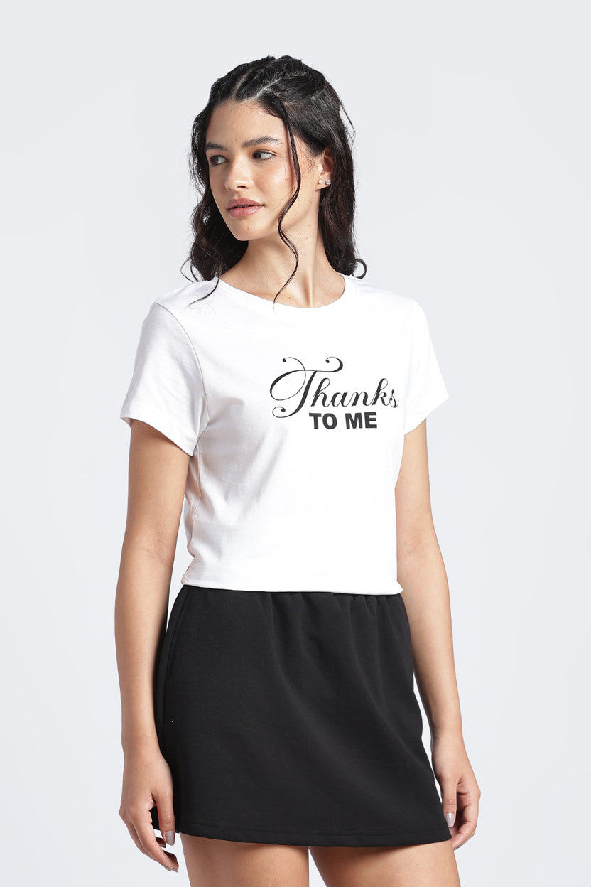 Women White Typographic Regular Fit T-Shirt - Image 4