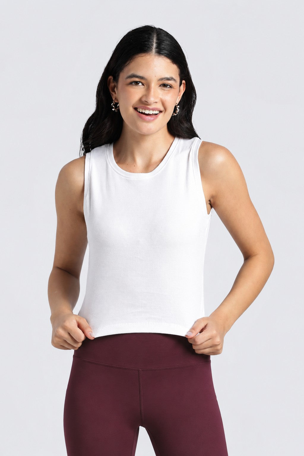Women White Textured Regular Fit Top - Image 2