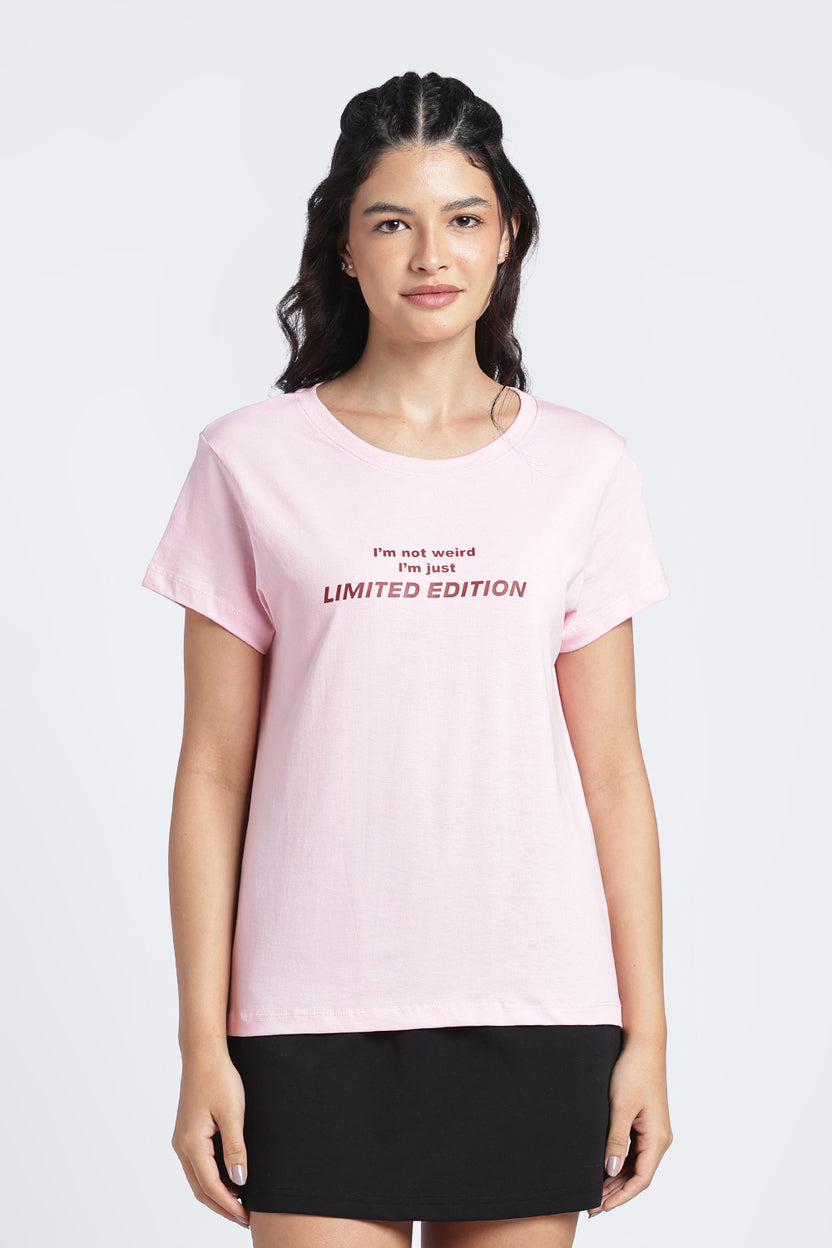 Women Pink Typographic Regular Fit T-Shirt - Image 2