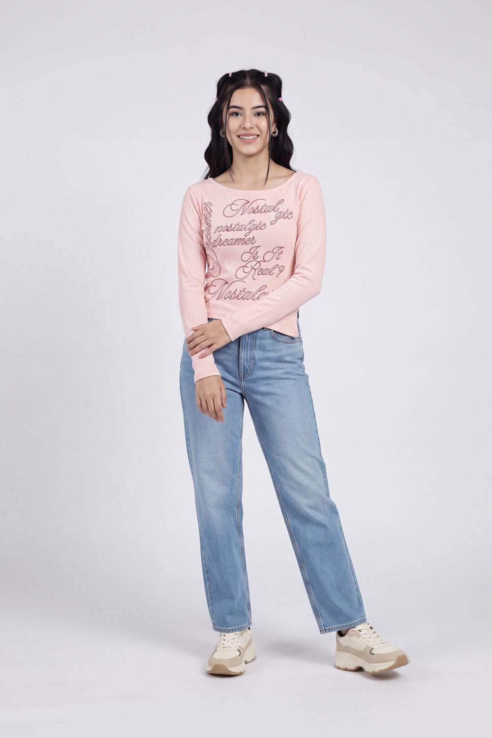 Women Pink Typographic Slim Fit Crop Top - Image 6