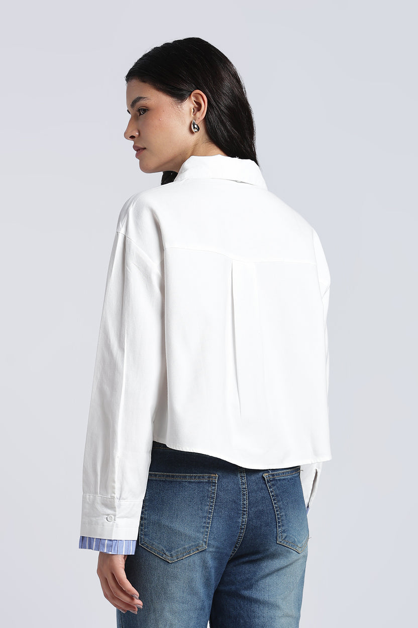 Womens Regular White Tie Shirt - Image 5