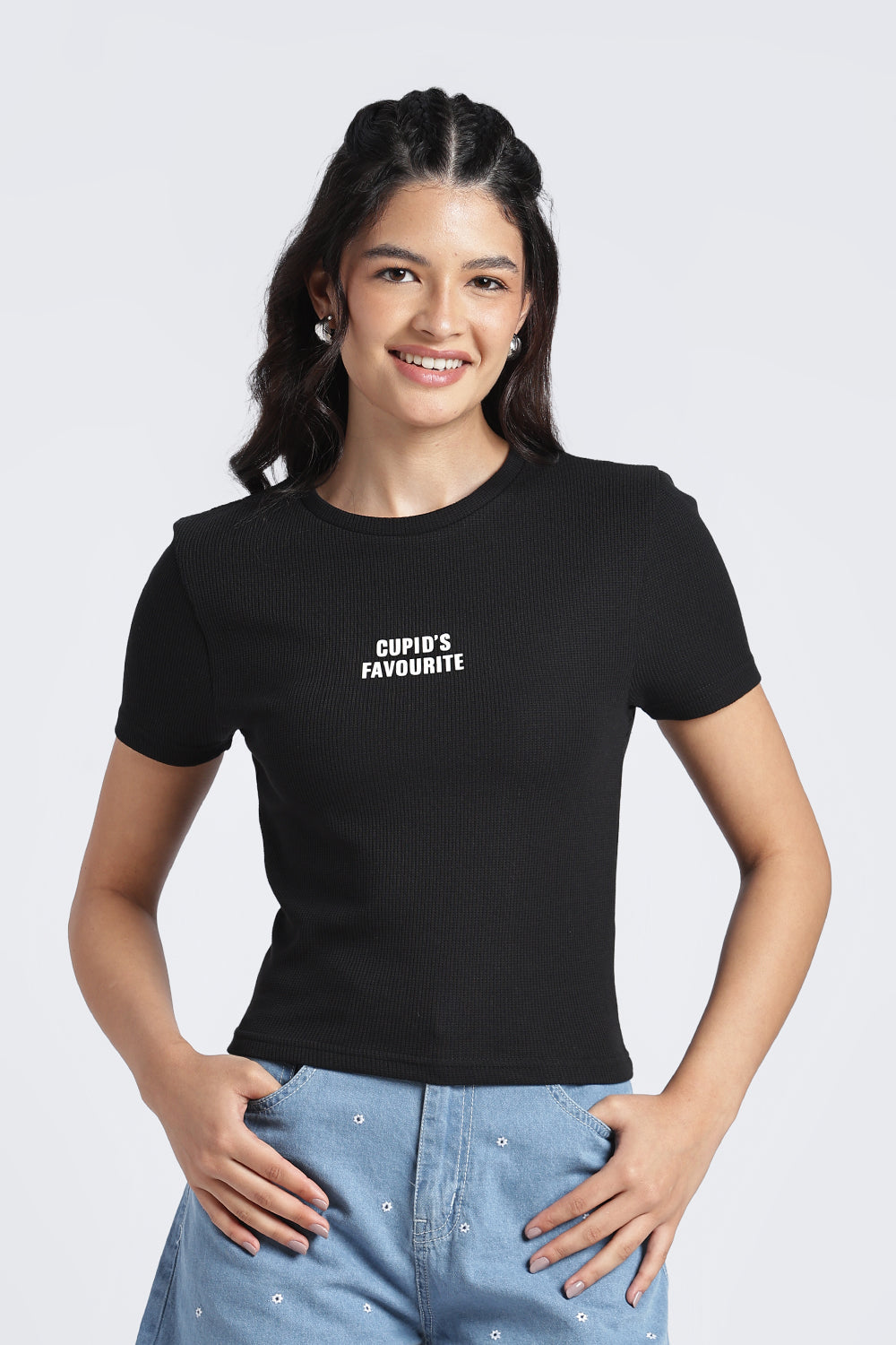 Womens Regular Black Graphic Tee - Image 2