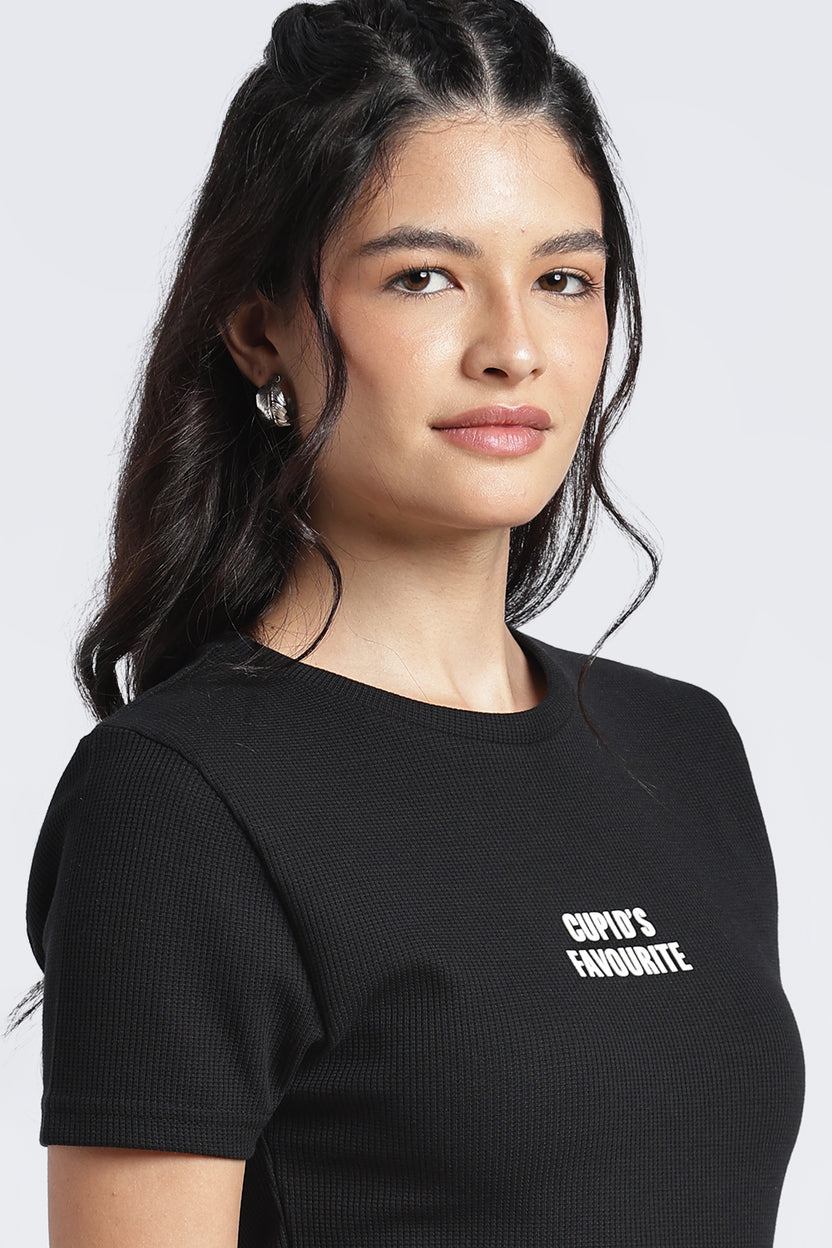 Womens Regular Black Graphic Tee - Image 3