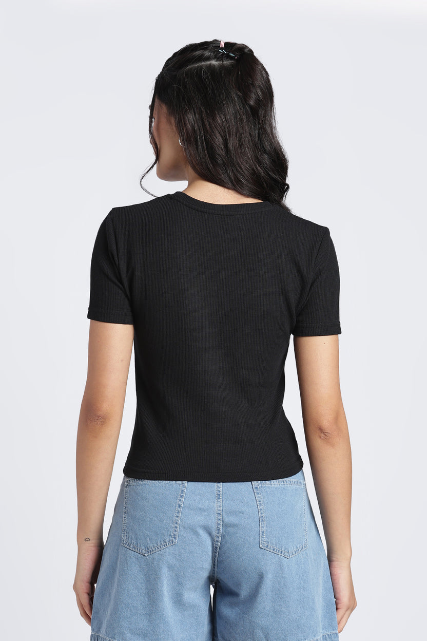 Womens Regular Black Graphic Tee - Image 5