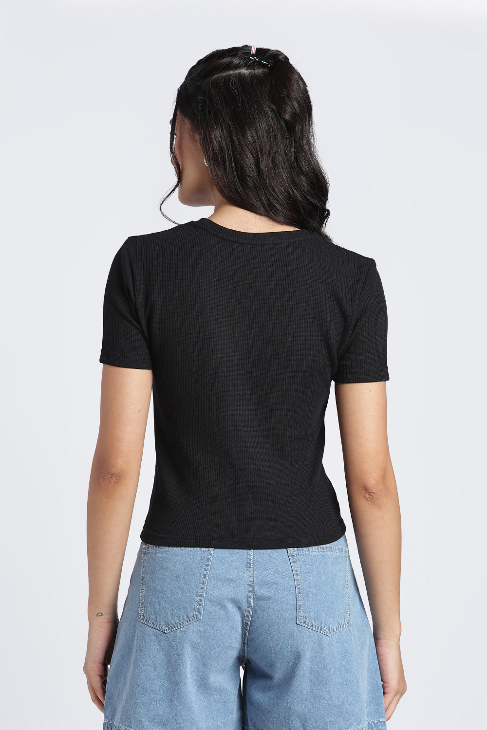 Womens Regular Black Graphic Tee - Image 5