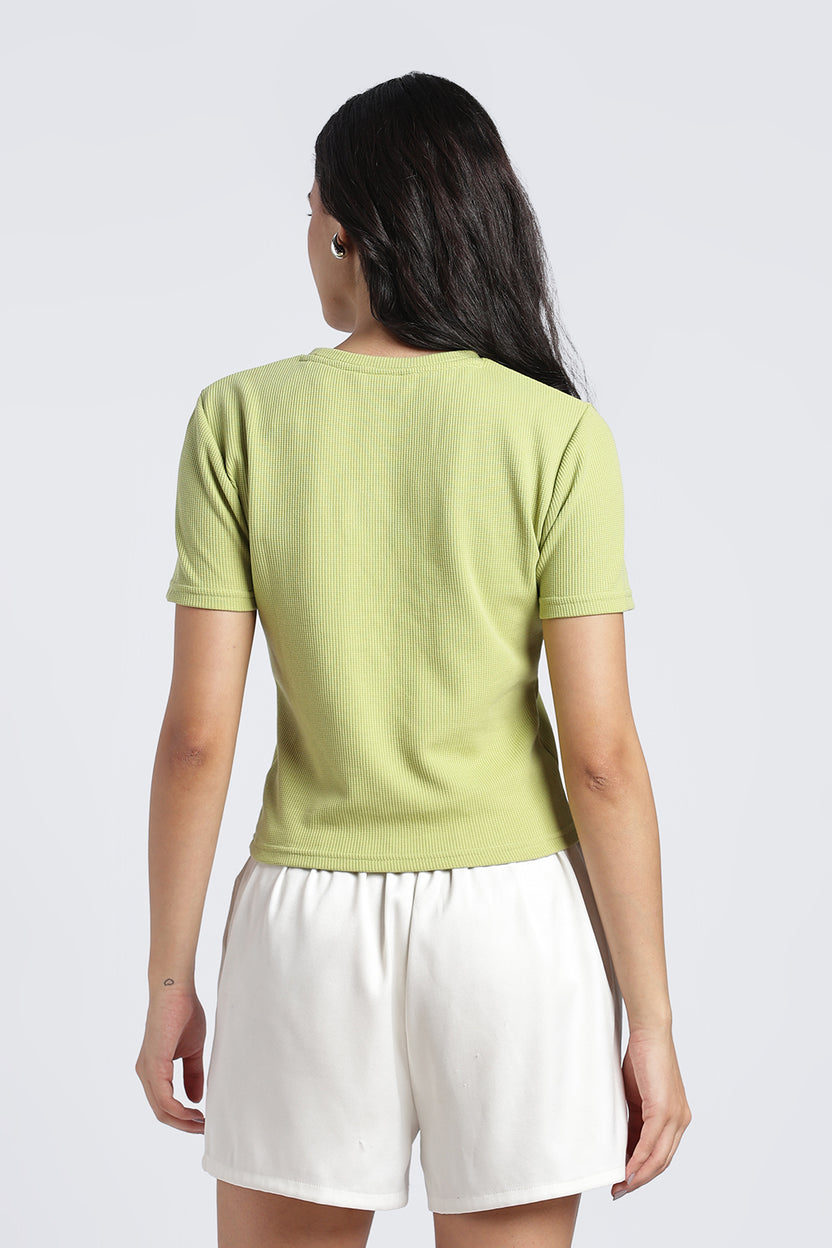 Womens Regular Green Graphic Tee - Image 5