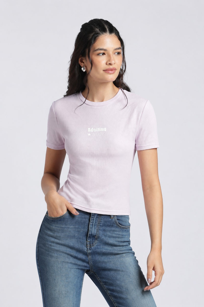 Womens Regular Lilac Graphic Tee - Image 2