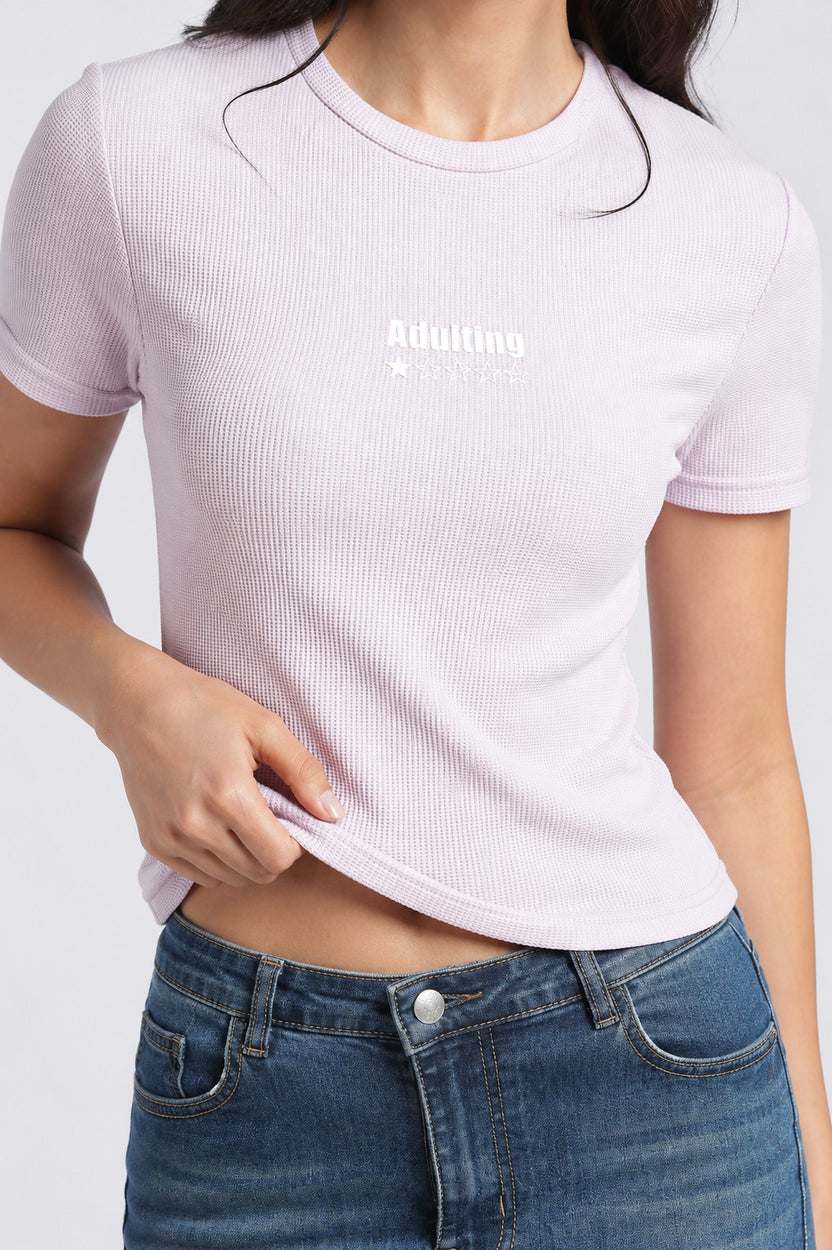 Womens Regular Lilac Graphic Tee - Image 3