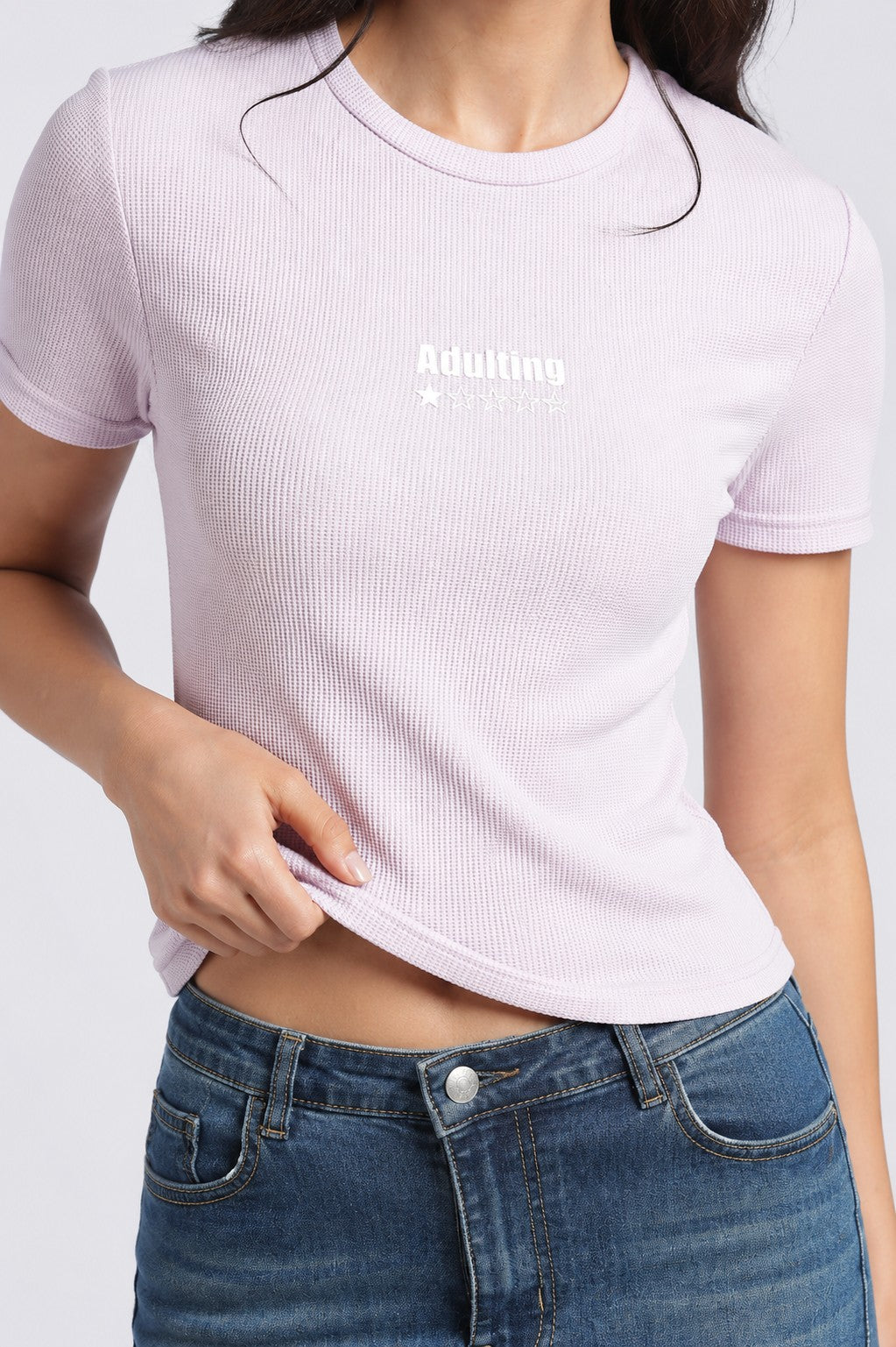 Womens Regular Lilac Graphic Tee - Image 3