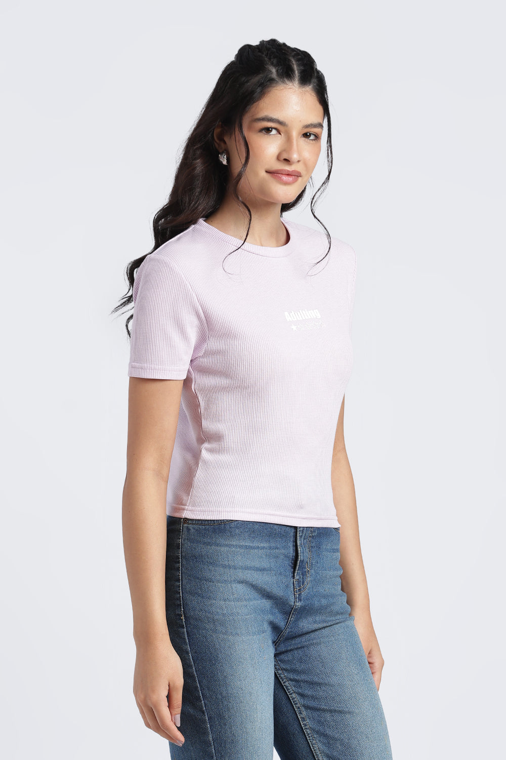 Womens Regular Lilac Graphic Tee - Image 4