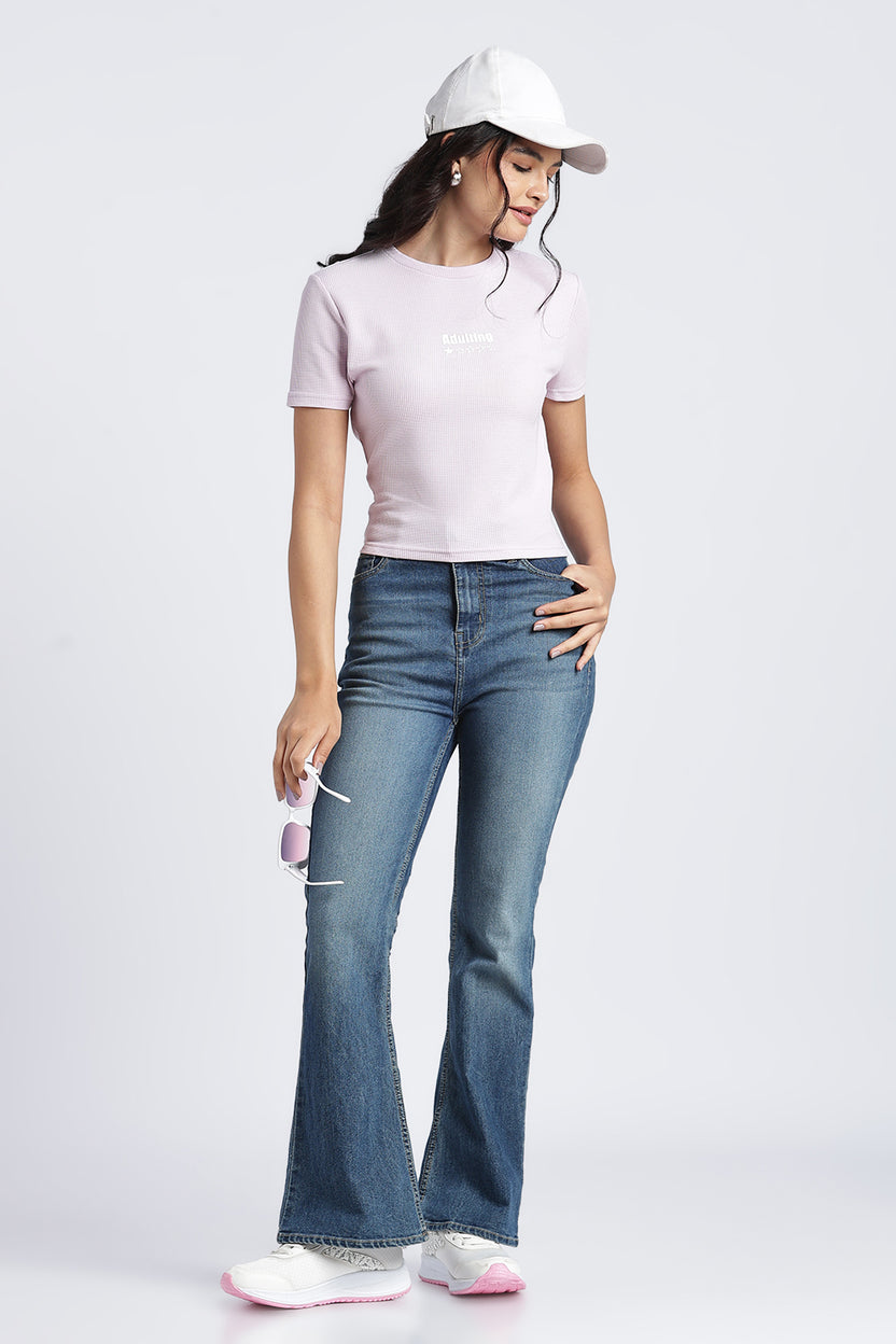 Womens Regular Lilac Graphic Tee - Image 6