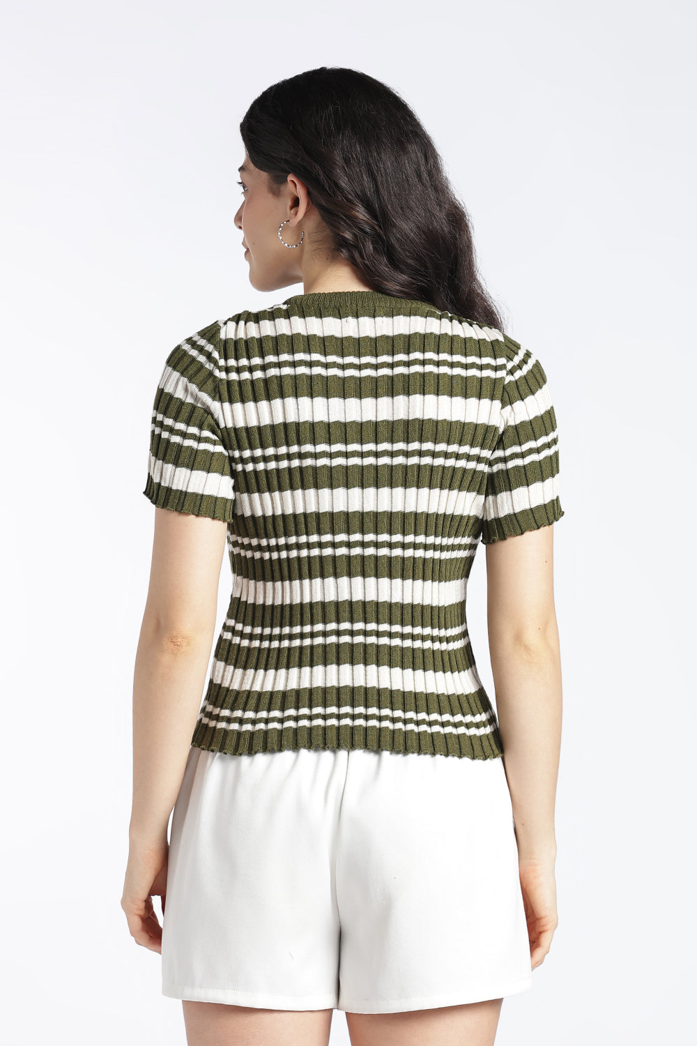 Womens Regular Olive Striper Top - Image 5