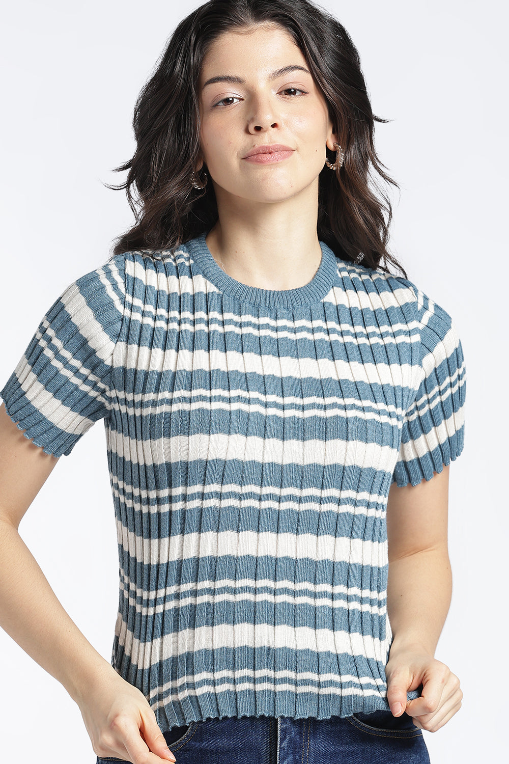 Womens Regular Blue Striper Top - Image 3