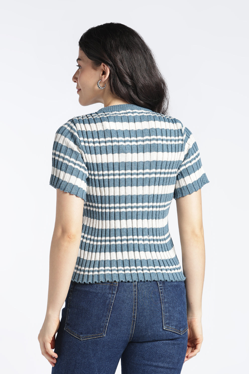 Womens Regular Blue Striper Top - Image 5