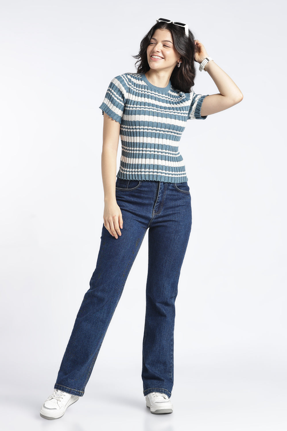 Womens Regular Blue Striper Top - Image 6