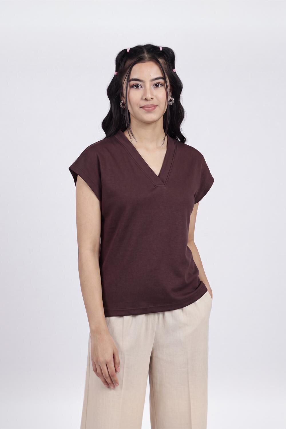 Women Wine Essential Wear Regular Fit Top - Image 2
