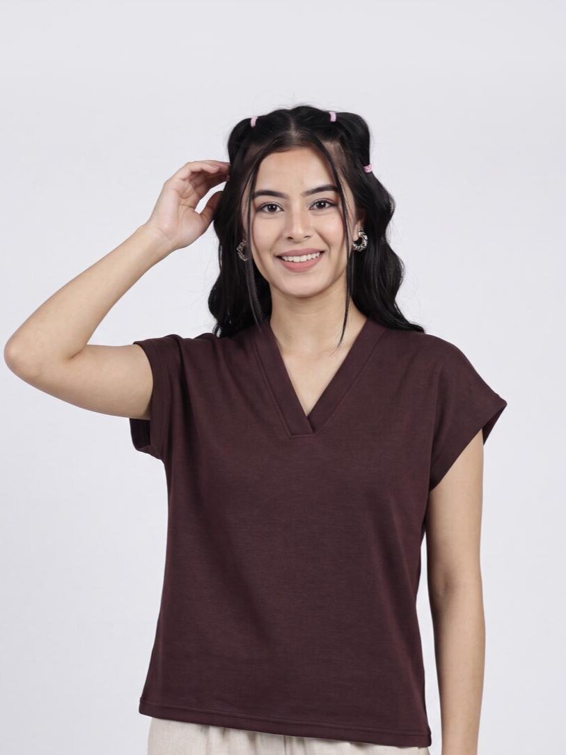 Women Wine Essential Wear Regular Fit Top - Image 3