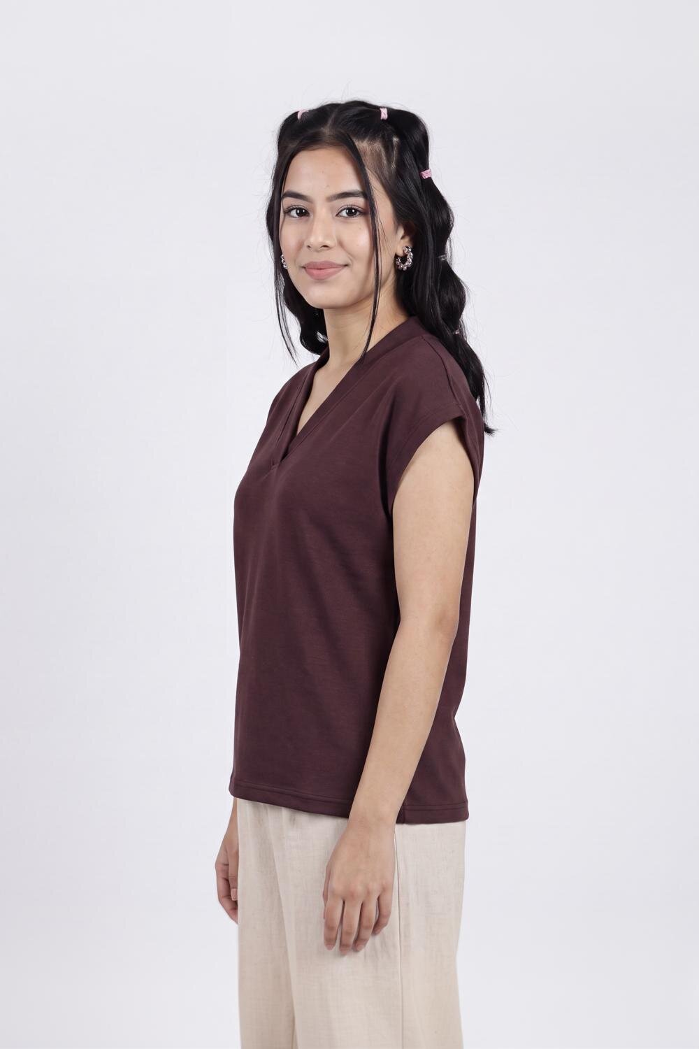 Women Wine Essential Wear Regular Fit Top - Image 4