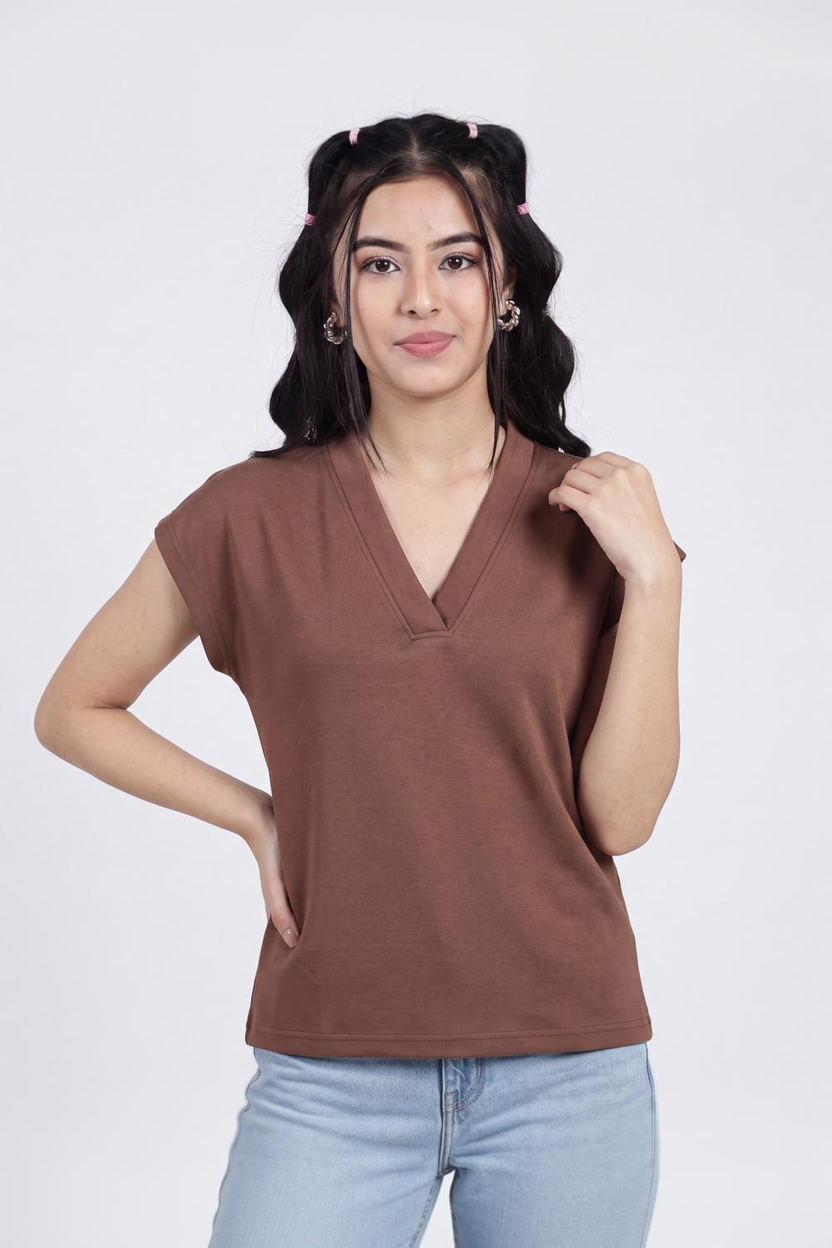 Women Brown Essential Wear Regular Fit Top - Image 2