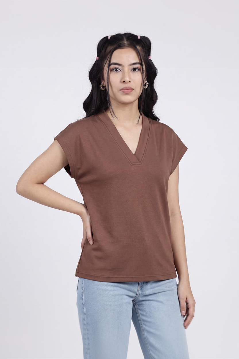 Women Brown Essential Wear Regular Fit Top - Image 4