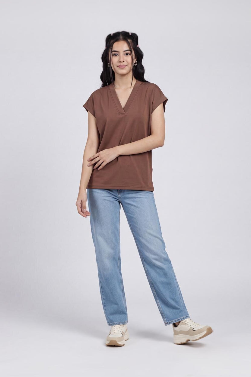 Women Brown Essential Wear Regular Fit Top - Image 6