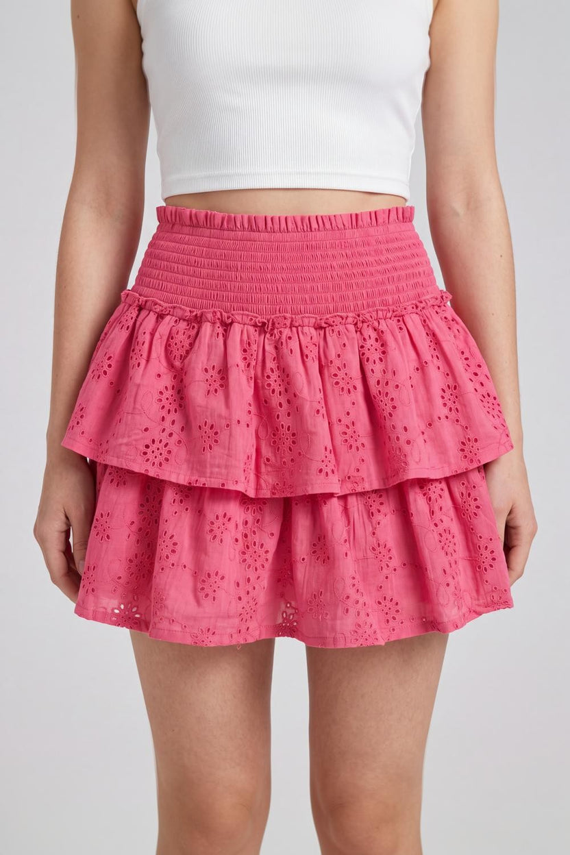 Women Pink Cut Work Regular Fit Skirt With 2 Pocket - Image 3