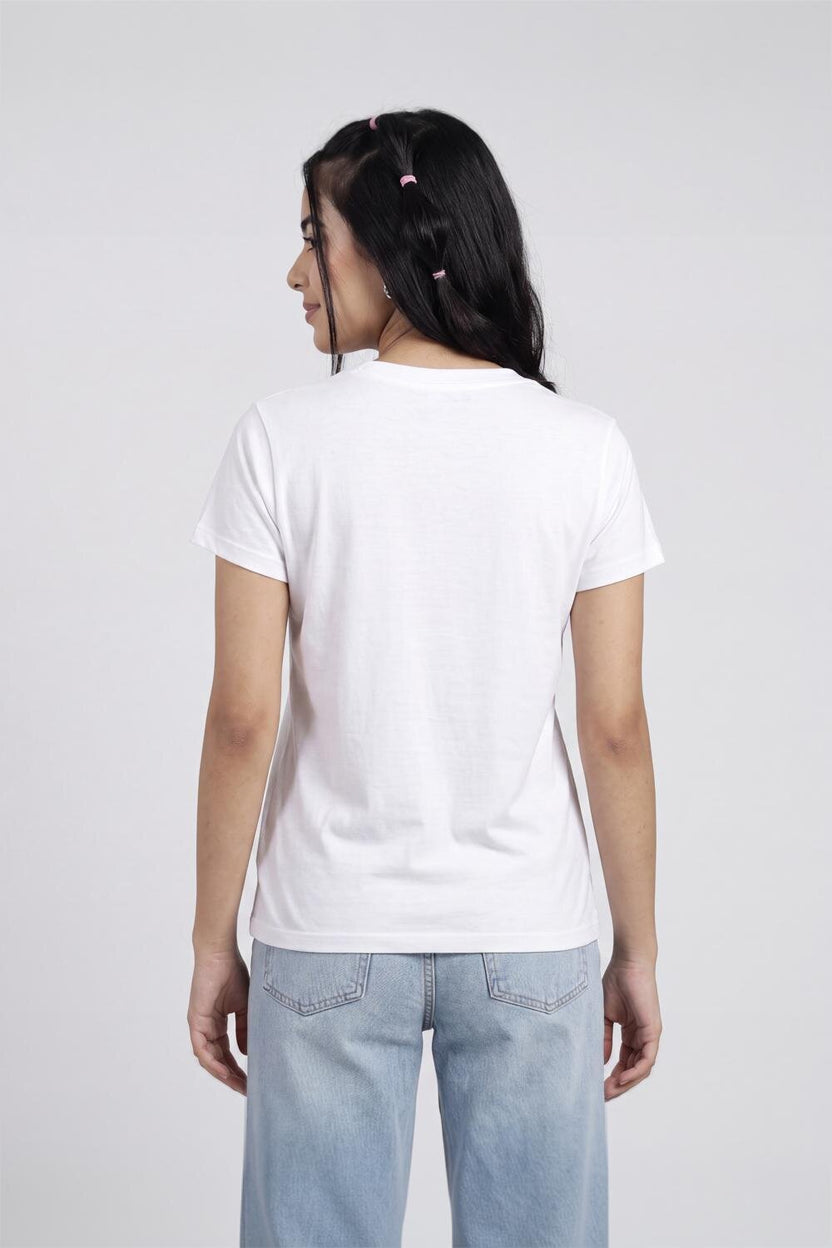 Women White Graphic Regular Fit T-Shirt - Image 5