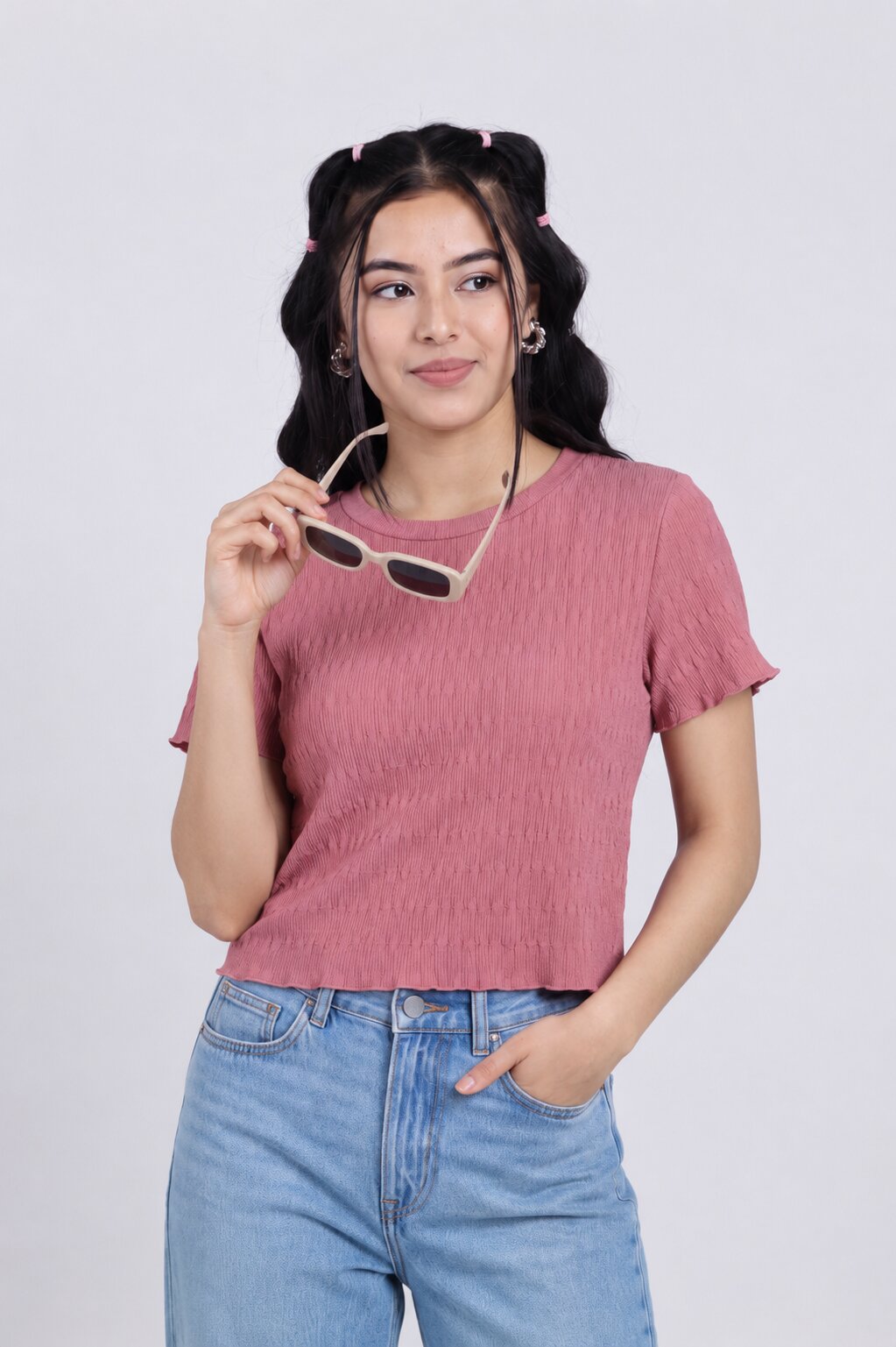 Women Mauve Regular Fit Crop Top - Image 1