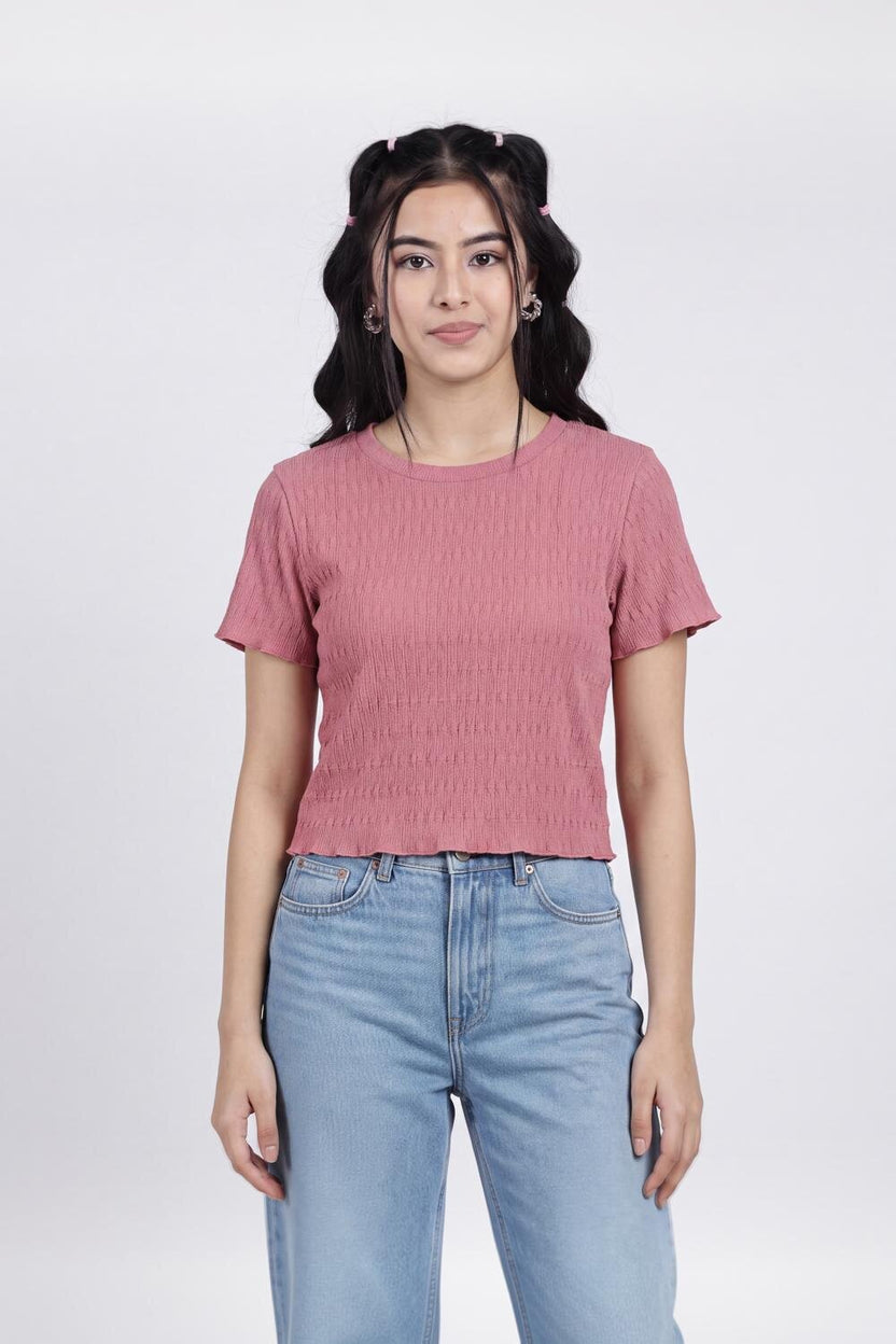 Women Mauve Regular Fit Crop Top - Image 2