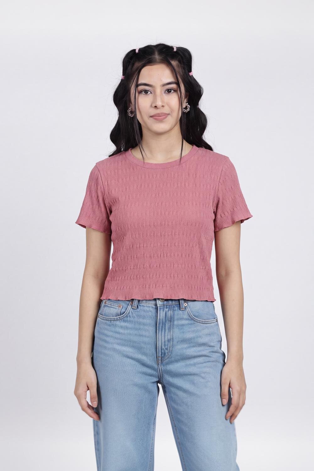 Women Mauve Regular Fit Crop Top - Image 2