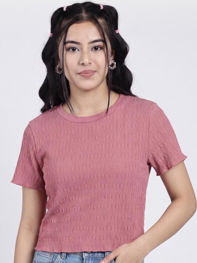 Women Mauve Regular Fit Crop Top - Image 3