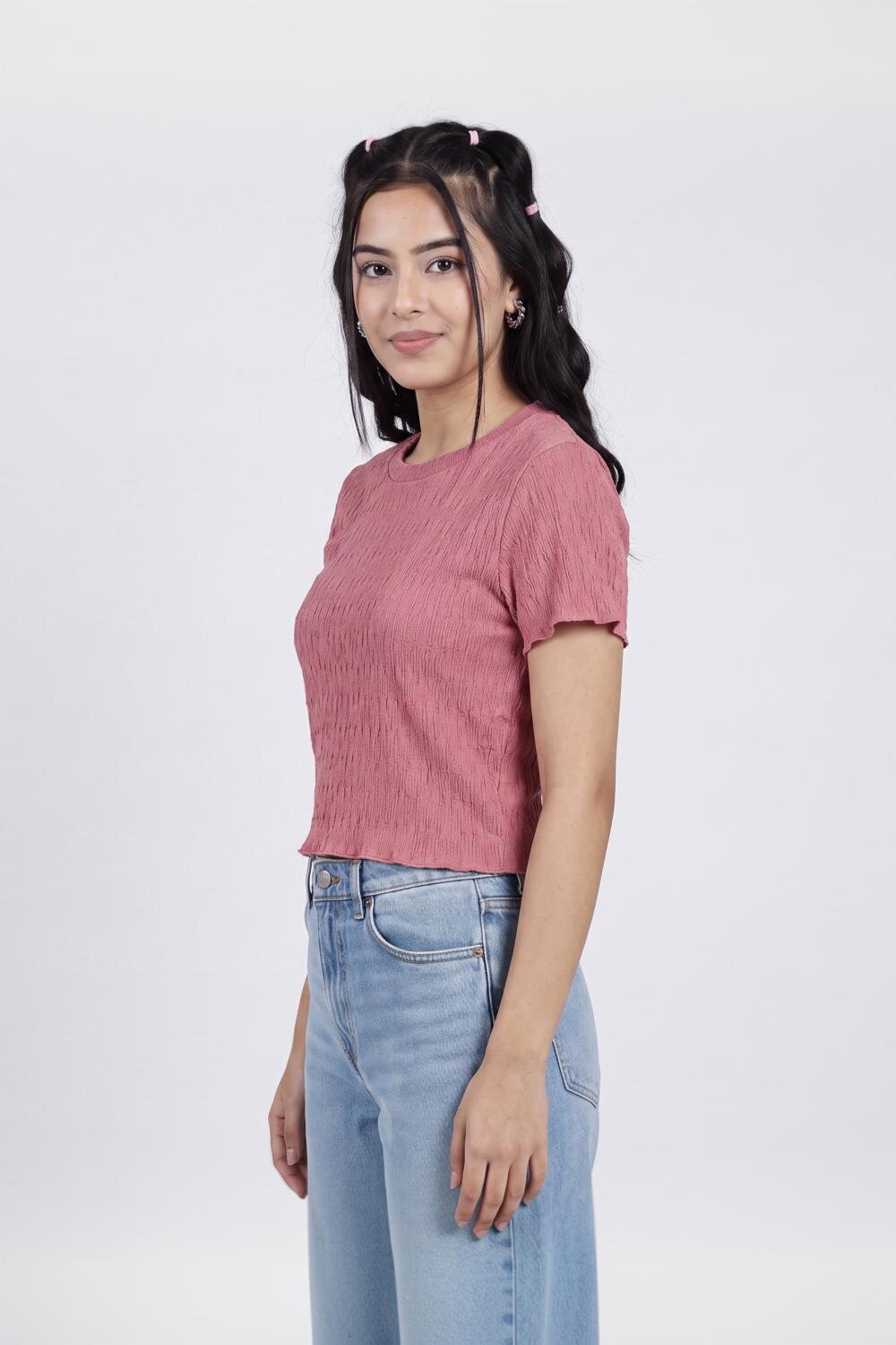 Women Mauve Regular Fit Crop Top - Image 4