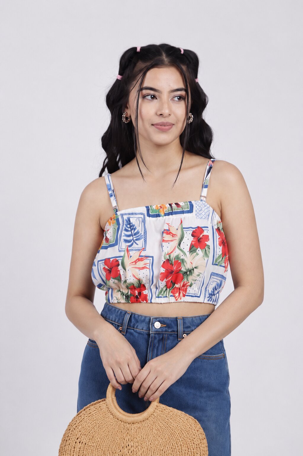 Women Multi Coloured Floral Regular Fit Crop Top - Image 1