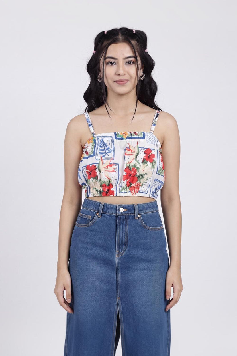 Women Multi Coloured Floral Regular Fit Crop Top - Image 2