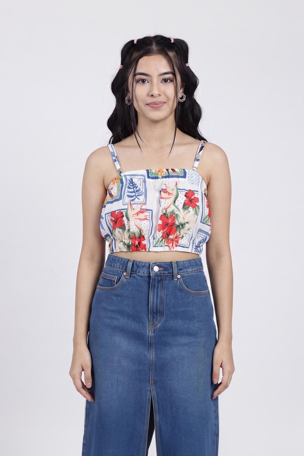 Women Multi Coloured Floral Regular Fit Crop Top - Image 2