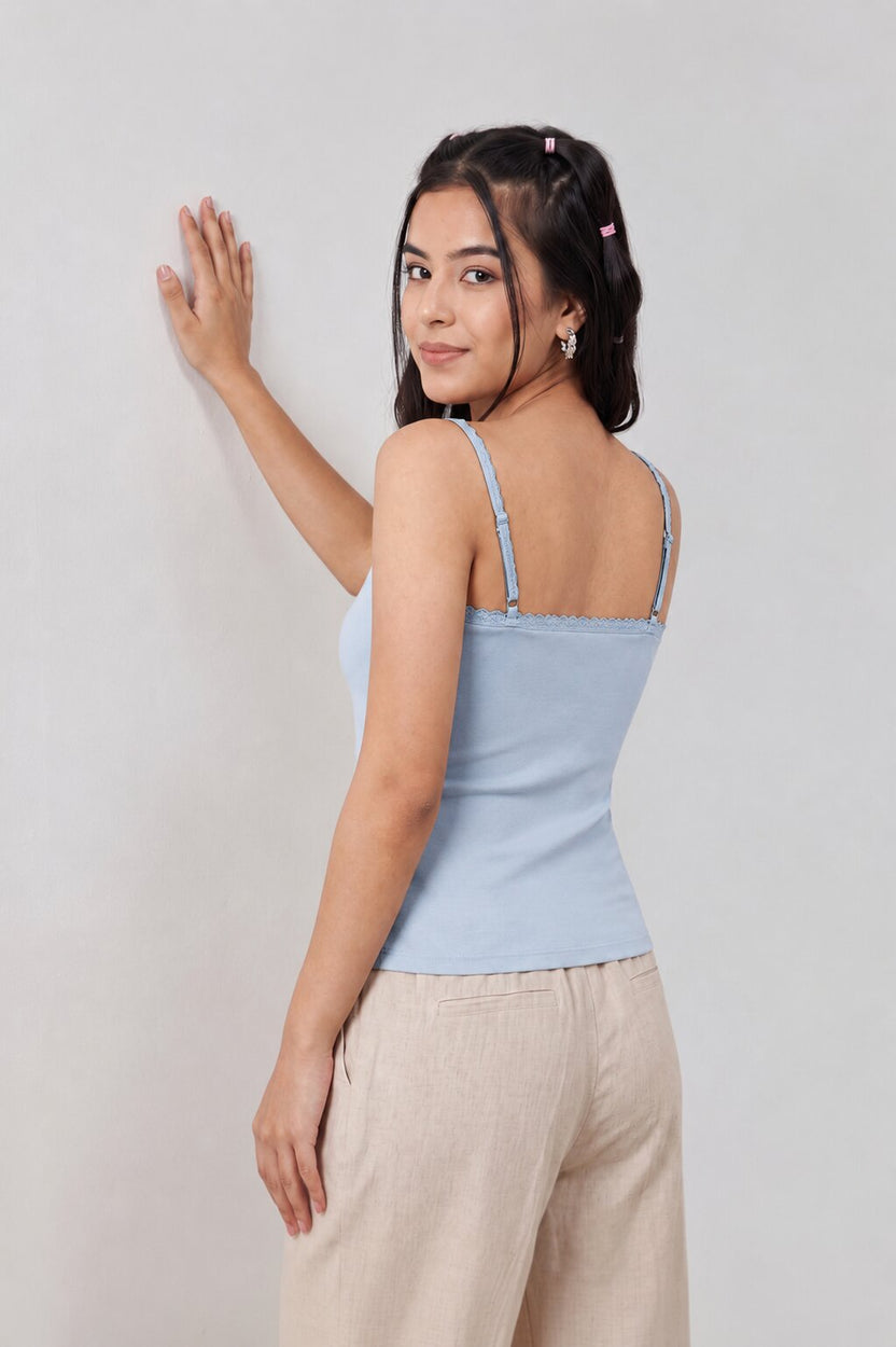 Women Light Blue Ruched Regular Fit Top - Image 5
